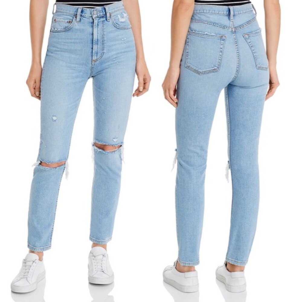 Boyish The Zachary High Rise Skinny Jeans in Blue Angel